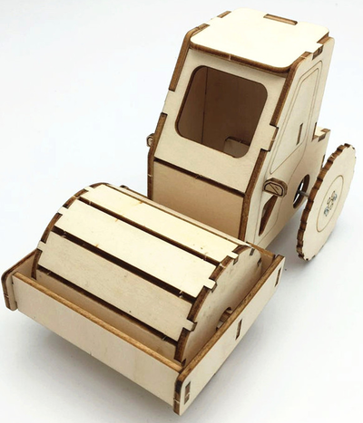 Kit de Construcción Rodillo Compactador STEAM - Juguete Educativo de Ingeniería en Madera - Image 9
