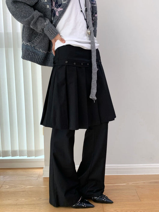 Pantalón Casual Coreano Falsa Dos Piezas con Diseño de Peto - Image 27