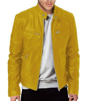 Chaqueta de Cuero para Hombre con Cuello Alto Estilo Punk - Image 34