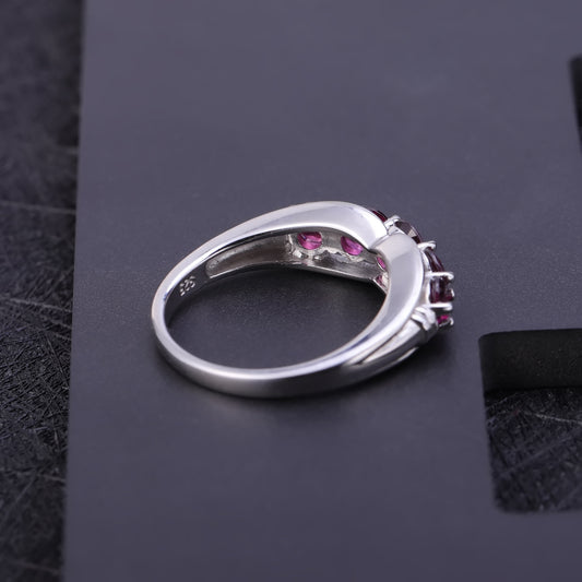 Anillo de Granate Rosa Natural con Plata 925 - Diseño Elegante en Piedra Semipreciosa - Image 2