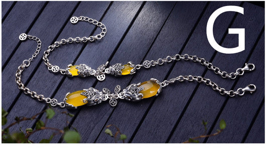 Pulsera de Valentía en Plata con Granate, Calcedonia y Ágata - Image 2