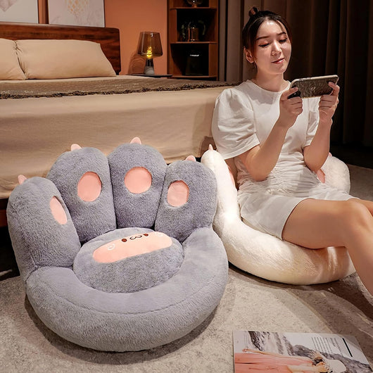 Cojín de Piso con Forma de Pata de Gato - Almohada Extraíble de Felpa para Silla Gamer y Descanso - Image 8