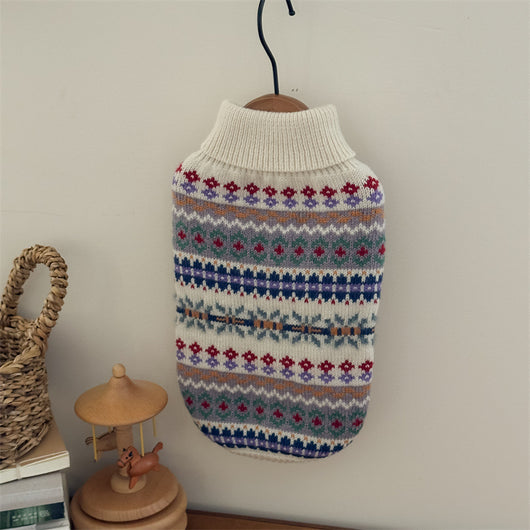 Suéter Retro a Rayas Beige - Colección Otoño Invierno con Estampado Gatito y Perrito - Image 14