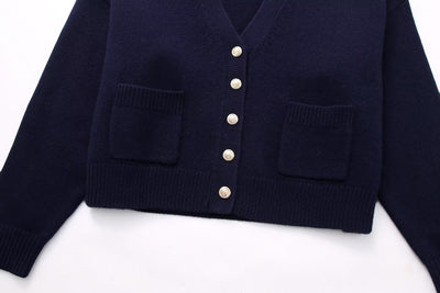 Chaqueta de Punto con Cuello en V - Moda Urbana para Mujer - Image 10