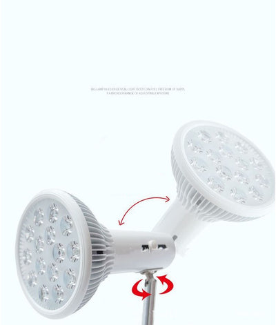 White LED physiotherapy lamp with red and infrared lights, featuring an adjustable head and a sturdy clip-on base for EU use. - Image 13