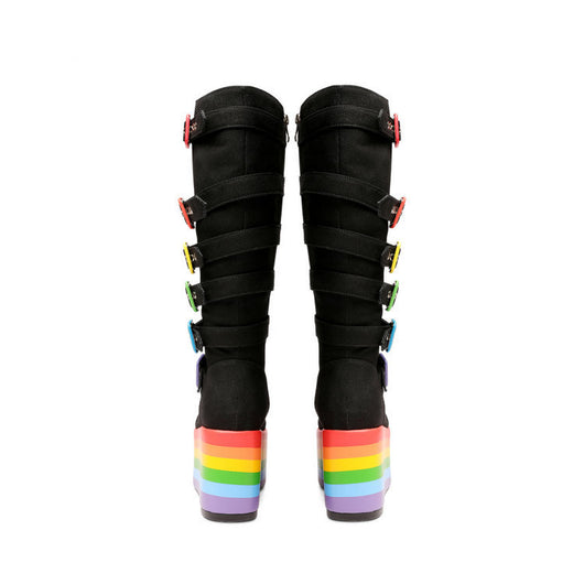 Botas Denim con Tacón Cuña y Hebilla para Mujer - Image 9