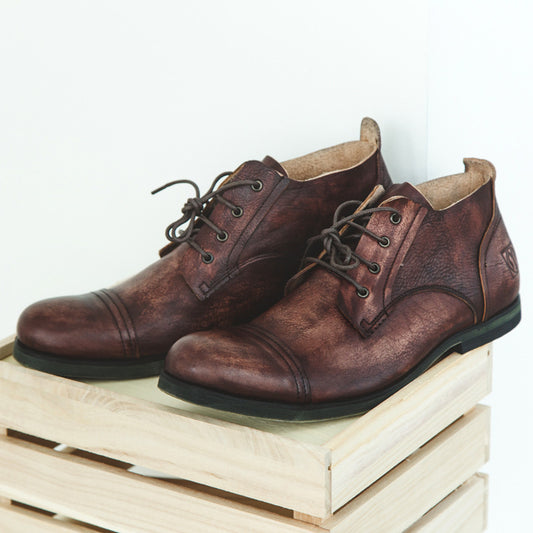 Zapatos Casuales de Cuero Vintage para Hombre con Puntera Redonda Transpirable - Image 2