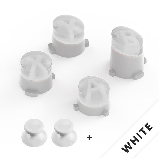 Orange ABXY bullet button replacements and two matching mushroom head thumbstick caps for Xbox One gamepad. - Image 14