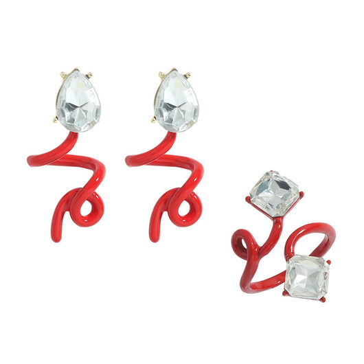 Aretes de Aleación con Diamantes Irregulares Torcidos - Image 10