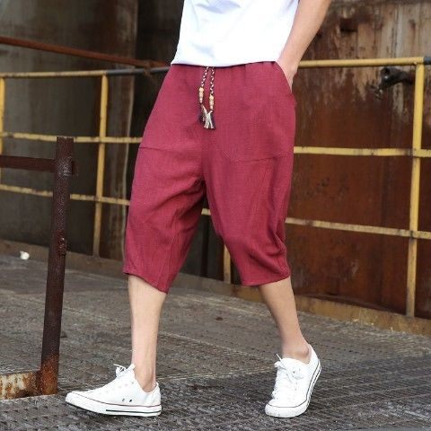 Pantalones Cortos de Lino Holgados para Hombre - Image 3
