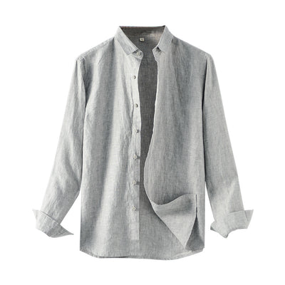 Camisa de Lino Suelta Manga Larga Solapa Casual - Image 5