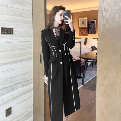 Abrigo Trinchera Negro Midi Elegante para Mujer