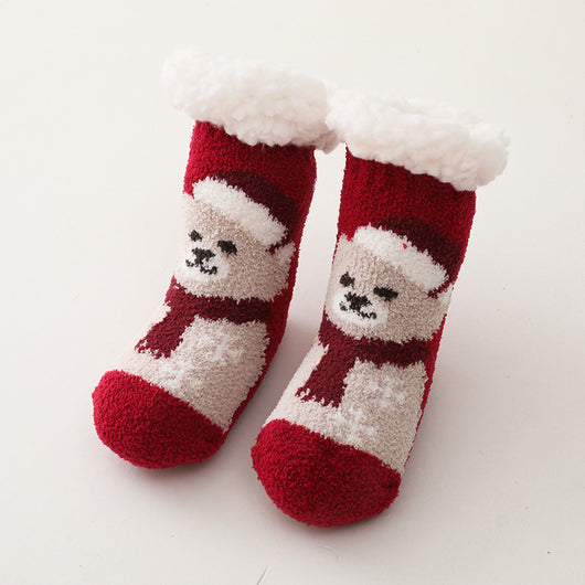 Calcetines Navideños Cordero Terciopelo Coral para Niños - Image 12