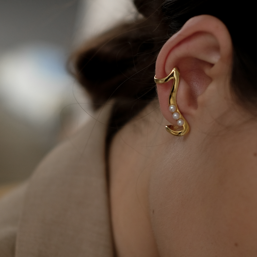 Aretes de Perlas Lujo Diseño Elegante Oro y Plata - Image 3