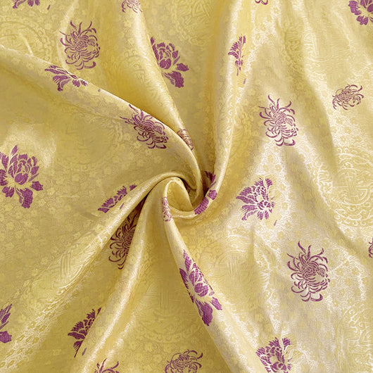 Tela de Satén Amarillo Nylon para Proyectos DIY Infantiles y Bolsitas Decorativas Brocado