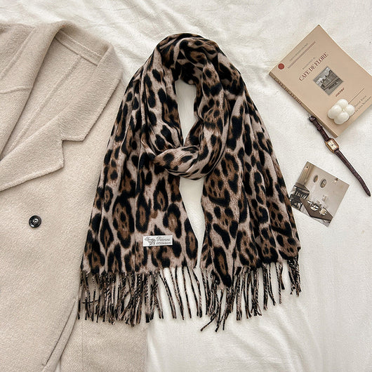 Bufanda Vintage Estampado Leopardo en Cashmira Artificial para Mujer - Image 8