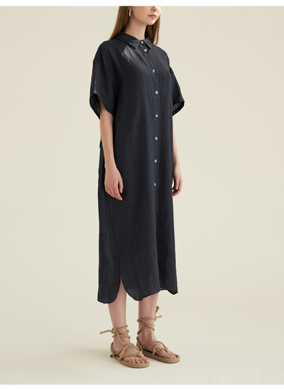 Vestido Camisero Manga Corta Cuello Clásico - Image 35