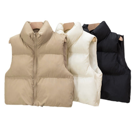 Chaleco Acolchado de Plumón para Mujer con Cuello Alto Grueso y Cálido - Image 5