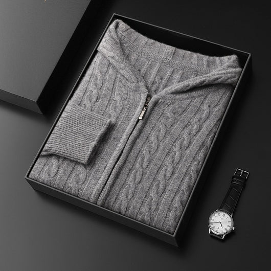 Suéter Tejido Grueso con Capucha y Mangas Largas Sueltas para Hombre - Image 8