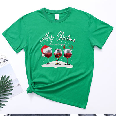 Playera Navideña con Estampado de Tres Copas de Vino - Image 7