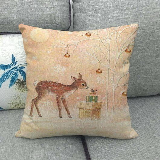 Funda de Almohada de Lino Colección Año Nuevo Navidad