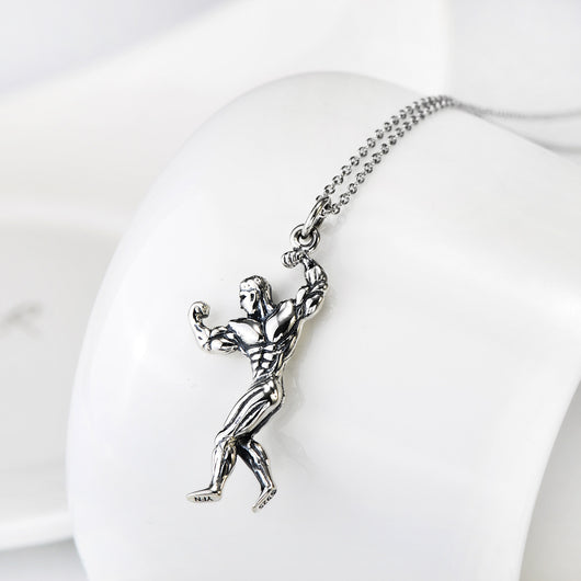 Collar Colgante Hombre Musculoso en Plata 925 - Image 10