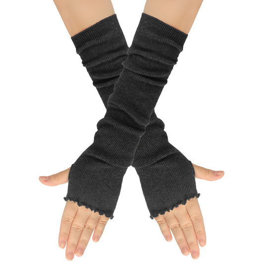Guantes Largos Cálidos con Diseño de Hoja de Loto en Color Sólido - Image 9