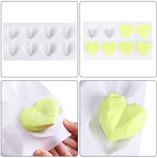 Molde de Silicona para Pastel en Forma de Corazón Diamante - 8 Piezas - Image 13