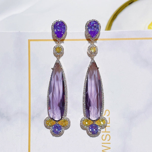 Aretes Largos de Gota Floral con Circonita Microincrustada - Image 5