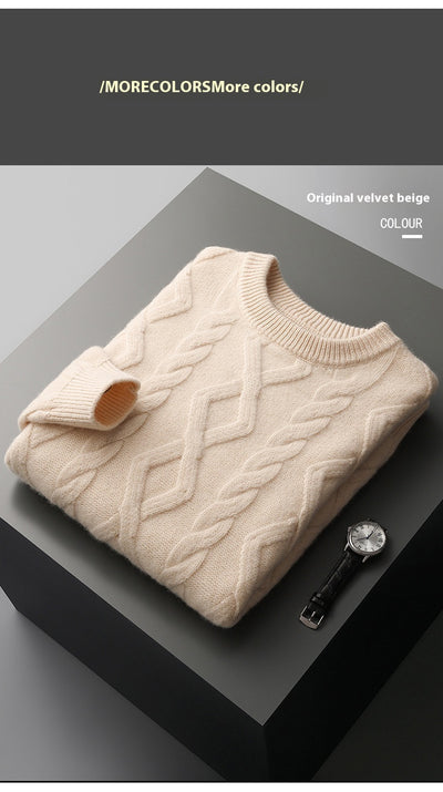 Suéter Grueso para Hombre Cuello Redondo Tejido Base - Image 16
