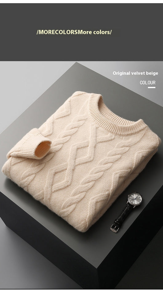 Suéter Grueso para Hombre Cuello Redondo Tejido Base - Image 16
