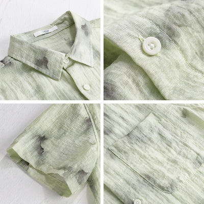 Camisa de Lino Estampada Manga Corta Fresca para Verano - Image 4