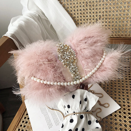 Bolso de Noche Elegante con Cadena de Perlas y Diamantes - Image 9