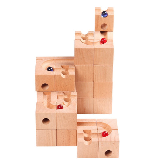 Juego de Construcción de Pistas de Canicas con Tubos de Madera - Image 4