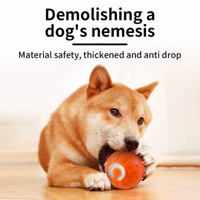 Blue smart pet toy ball with a glowing yellow power button, an electronic interactive toy for dogs and cats. - Image 5