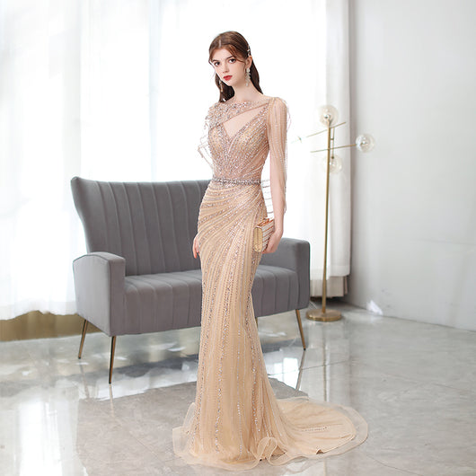 Vestido de Noche Dorado con Cola de Sirena para Mujer - Image 7