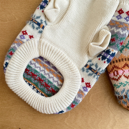 Suéter Retro a Rayas Beige - Colección Otoño Invierno con Estampado Gatito y Perrito - Image 12