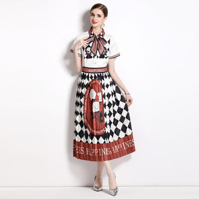 Conjunto Elegante Falda Plisada con Blusa Estampada - Image 5