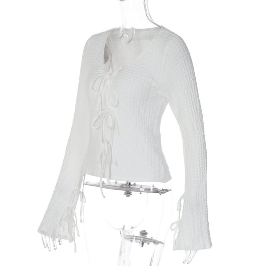 Cardigan Mujer con Encaje y Espalda Descubierta Manga Larga - Image 13
