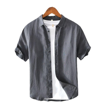 Camisa de Lino Manga Corta para Hombre - Comodidad de Verano - Image 4