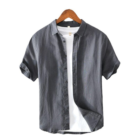 Camisa de Lino Manga Corta para Hombre - Comodidad de Verano - Image 4