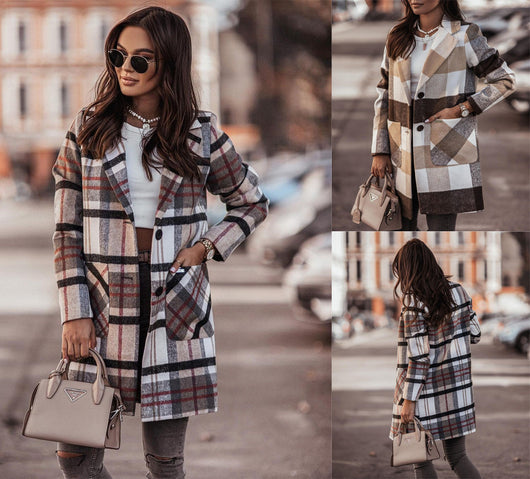Abrigo de Lana con Estampado de Botones para Otoño e Invierno - Image 10