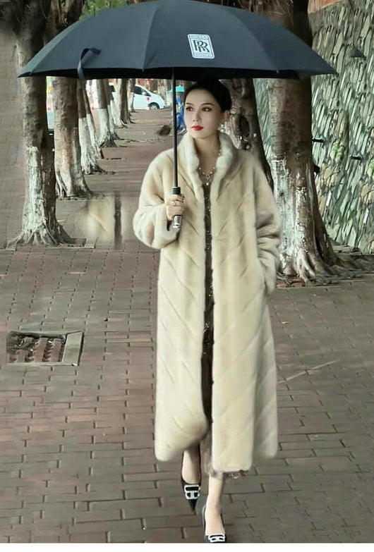 Abrigo de Piel Sintética para Mujer - Elegante Largo Medio Invierno - Image 9