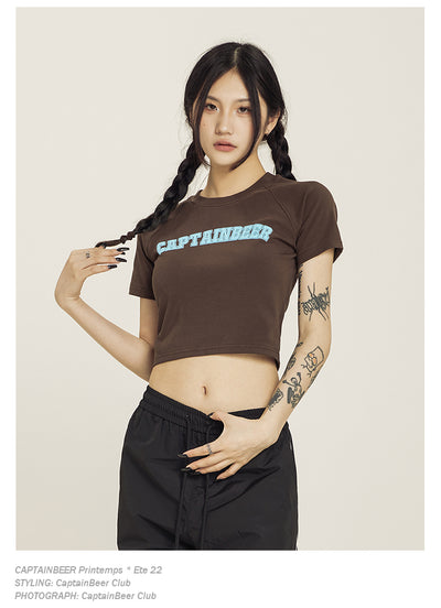 Playera Corta Retro Americana Cuello Redondo - Top Ombligo Sexy para Verano - Image 18