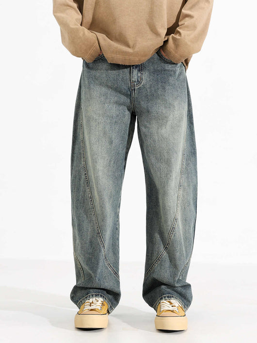 Jeans Sueltos Retro Desgastados de Pierna Ancha para Hombre - Image 3