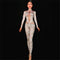 Jumpsuit Estampado con Diamantes Completos para Mujer de Manga Larga