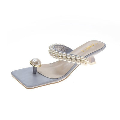 Sandalias Coreanas con Tacón Medio y Detalles de Cuentas - Image 11