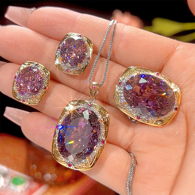 Conjunto de Joyas con Rosas Secas - Collar, Aretes y Anillo de Lujo