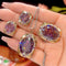 Conjunto de Joyas con Rosas Secas - Collar, Aretes y Anillo de Lujo