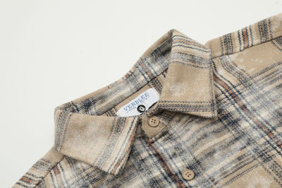 Camisa Cuadros Estilo Retro Americano con Estampado Vintage - Image 12